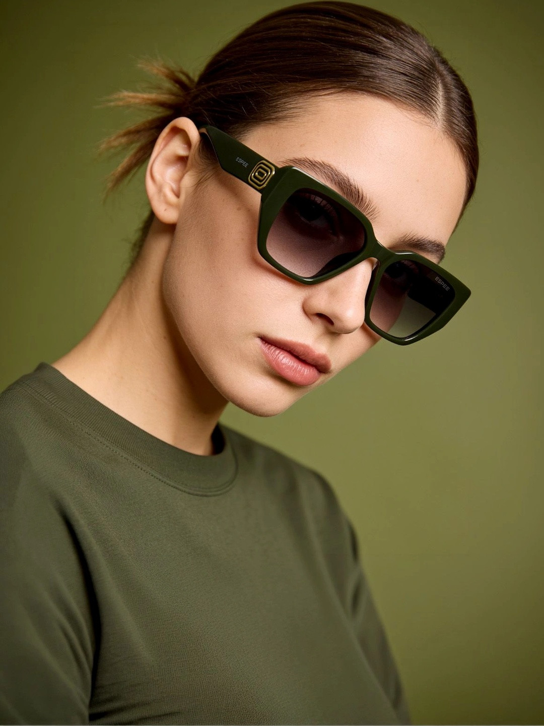 Espee Women Grey Lens & Green Butterfly Sunglasses with UV Protected Lens