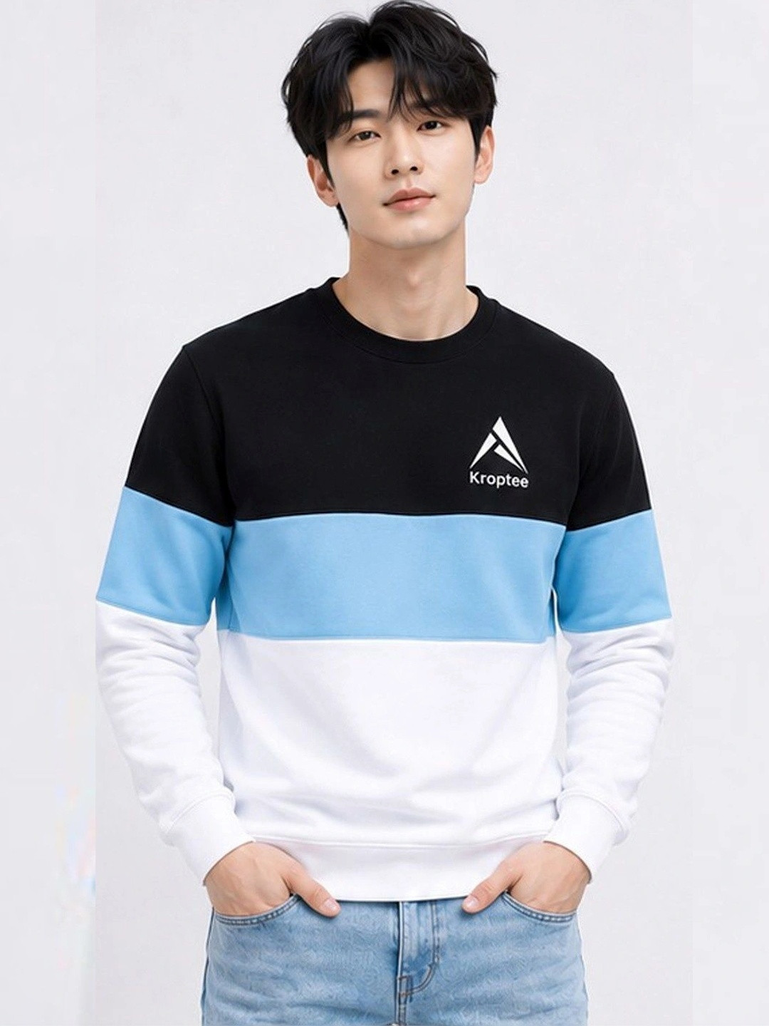 Kroptee Men Colourblocked Logo T-shirt