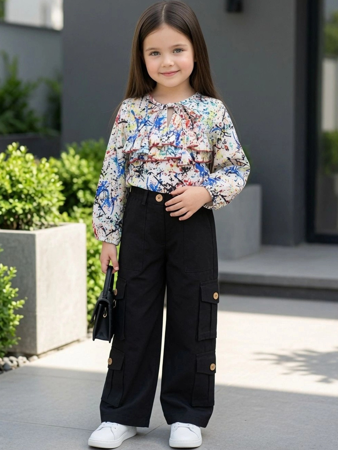 Cutiekins Girls Printed Top with Trousers