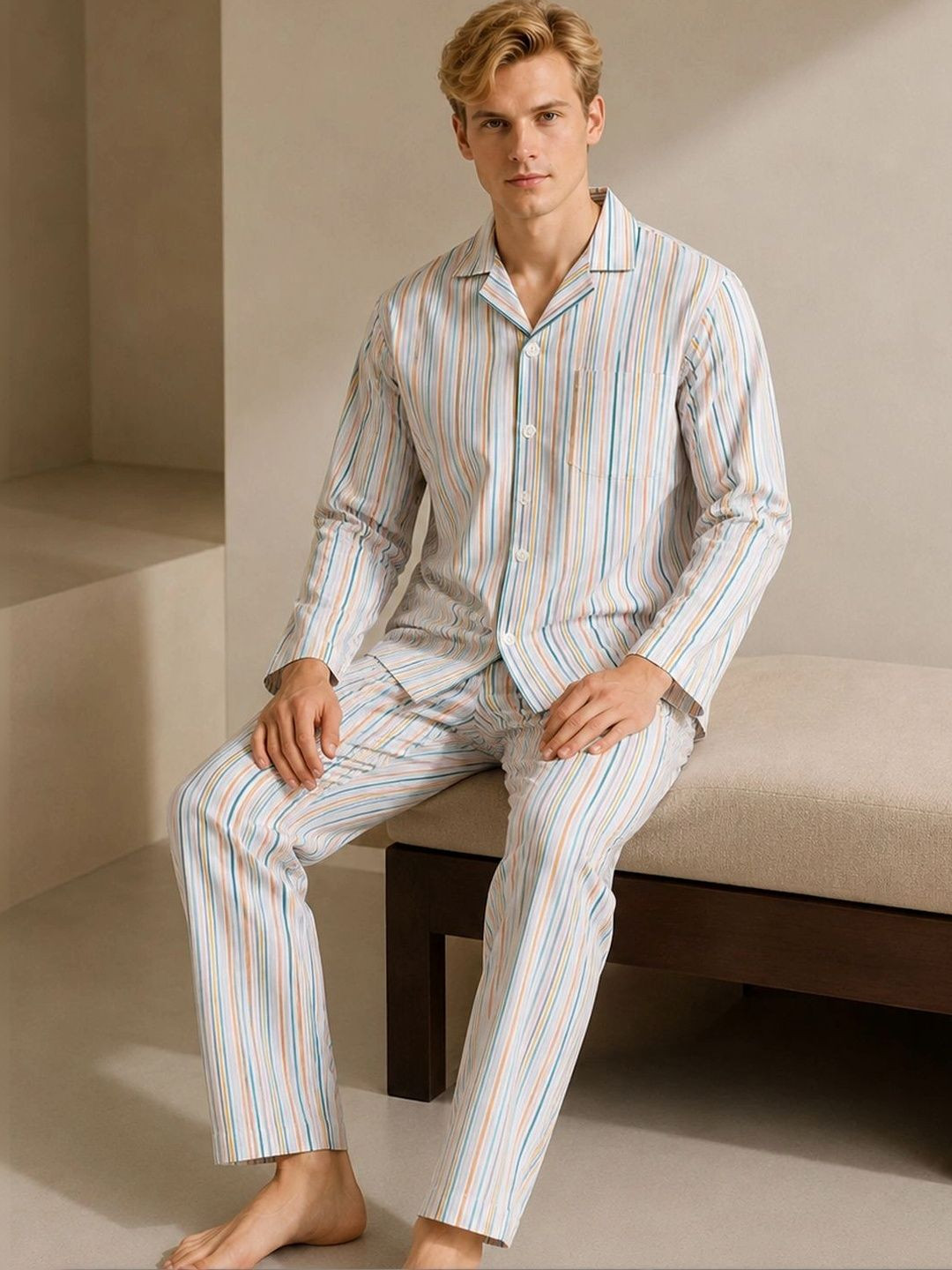 Hancock Men Striped Night suit