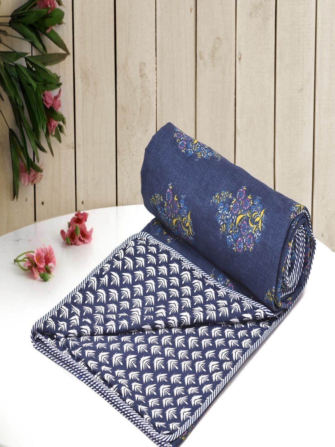RRC Blue Floral Microfiber AC Room 150 GSM Double Dohar