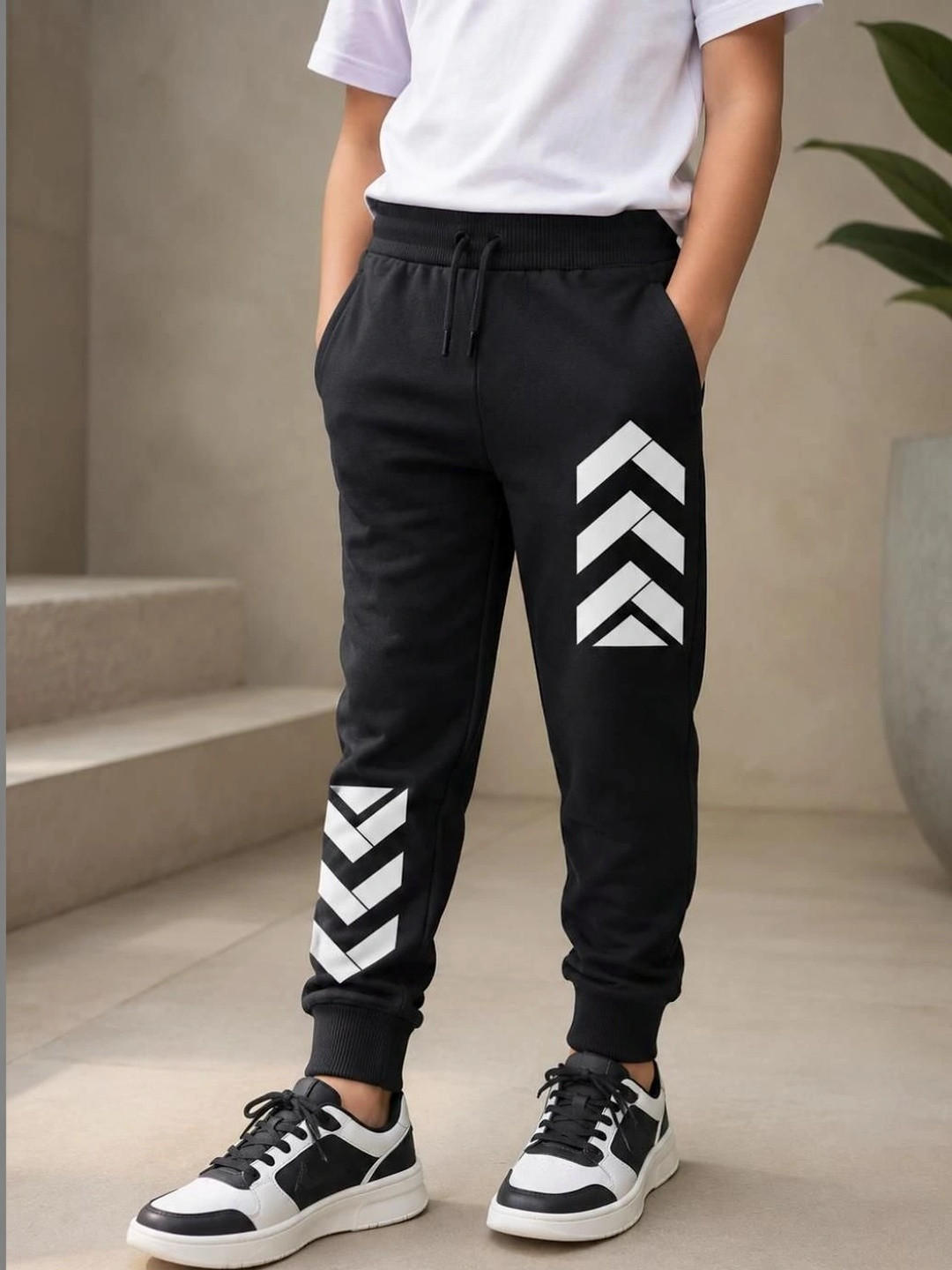 NUSYL Boys Regular Fit Geometric Training Joggers