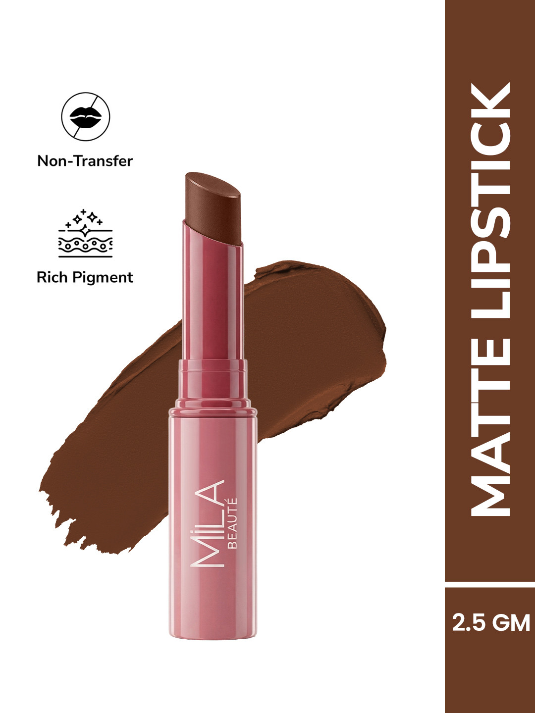 MILA BEAUTE Ultra Rich Transfer Proof Lipstick - 2.5 g- Choco Crush 06