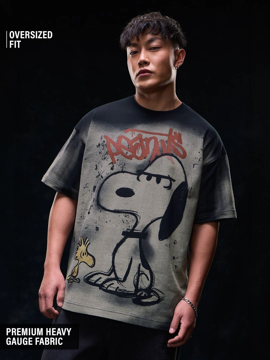 The Souled Store Men Printed Drop-Shoulder Sleeves T-shirt