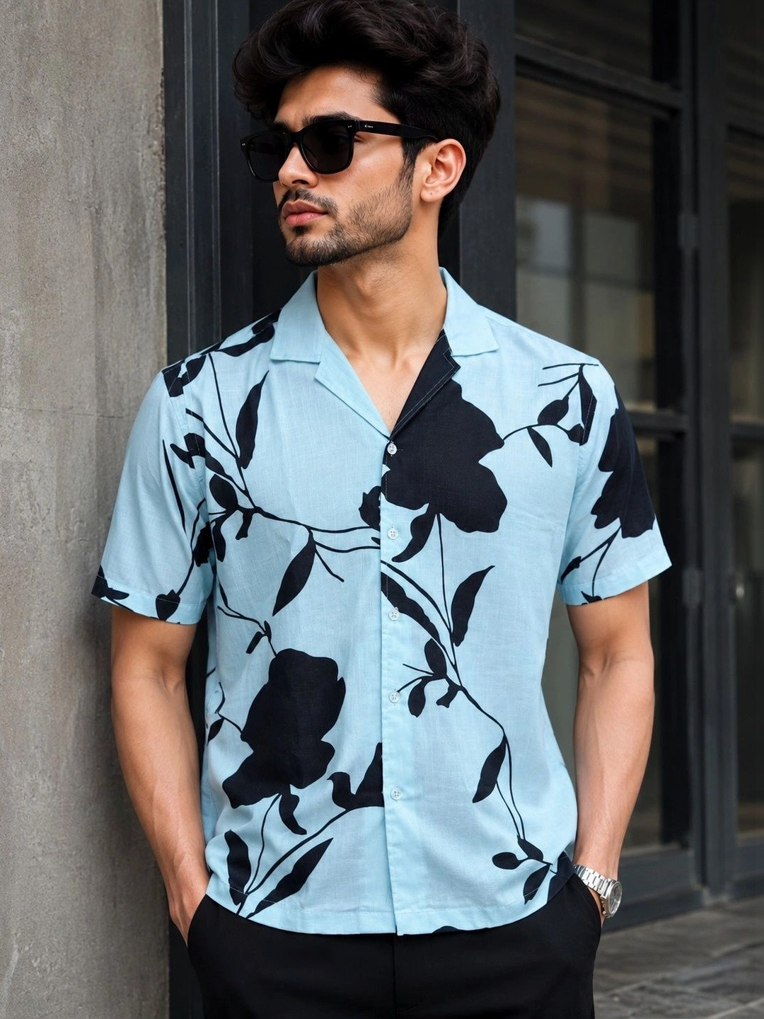 Threadsky Men Classic Floral Printed Casual Shirt