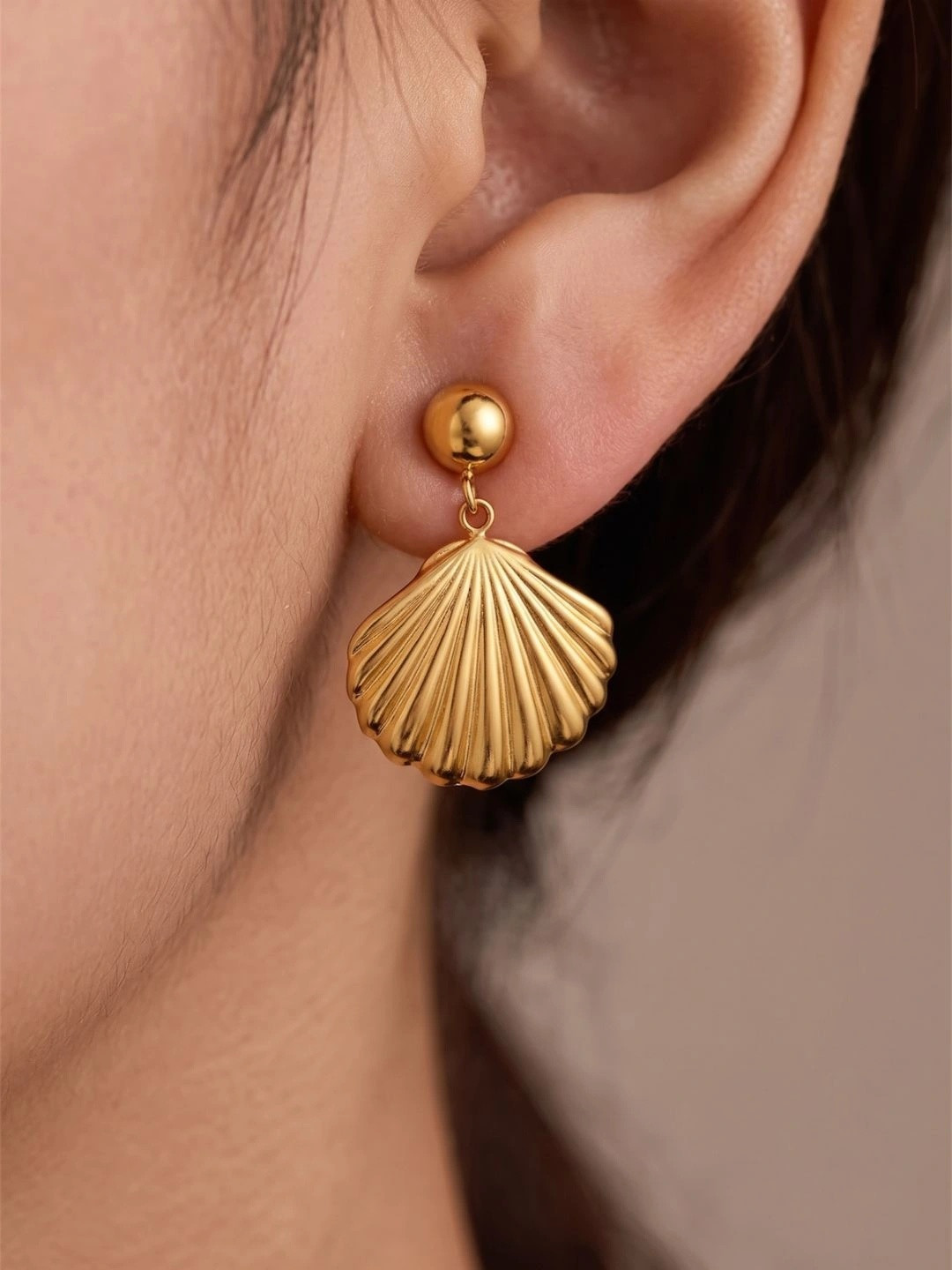 PEACHY LOVE Stainless Steel Anti-Tarnish 18K Gold Plated Earrings
