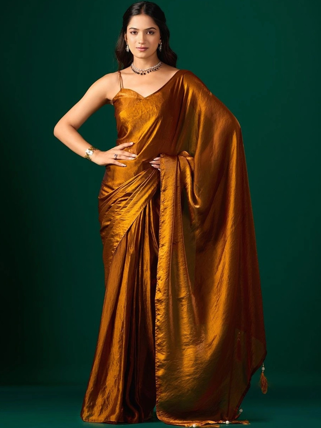 house of kk Patchwork Satin Ready To Wear Saree