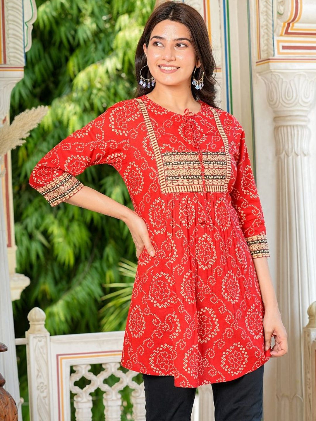 IKRASS Ethnic Motifs Printed Pure Cotton Empire Kurti