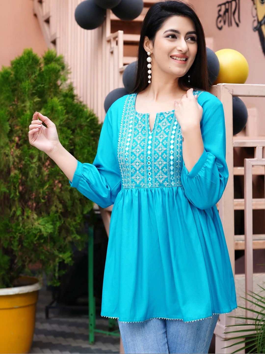 HERE&NOW Embellished Embroidered Peplum Top