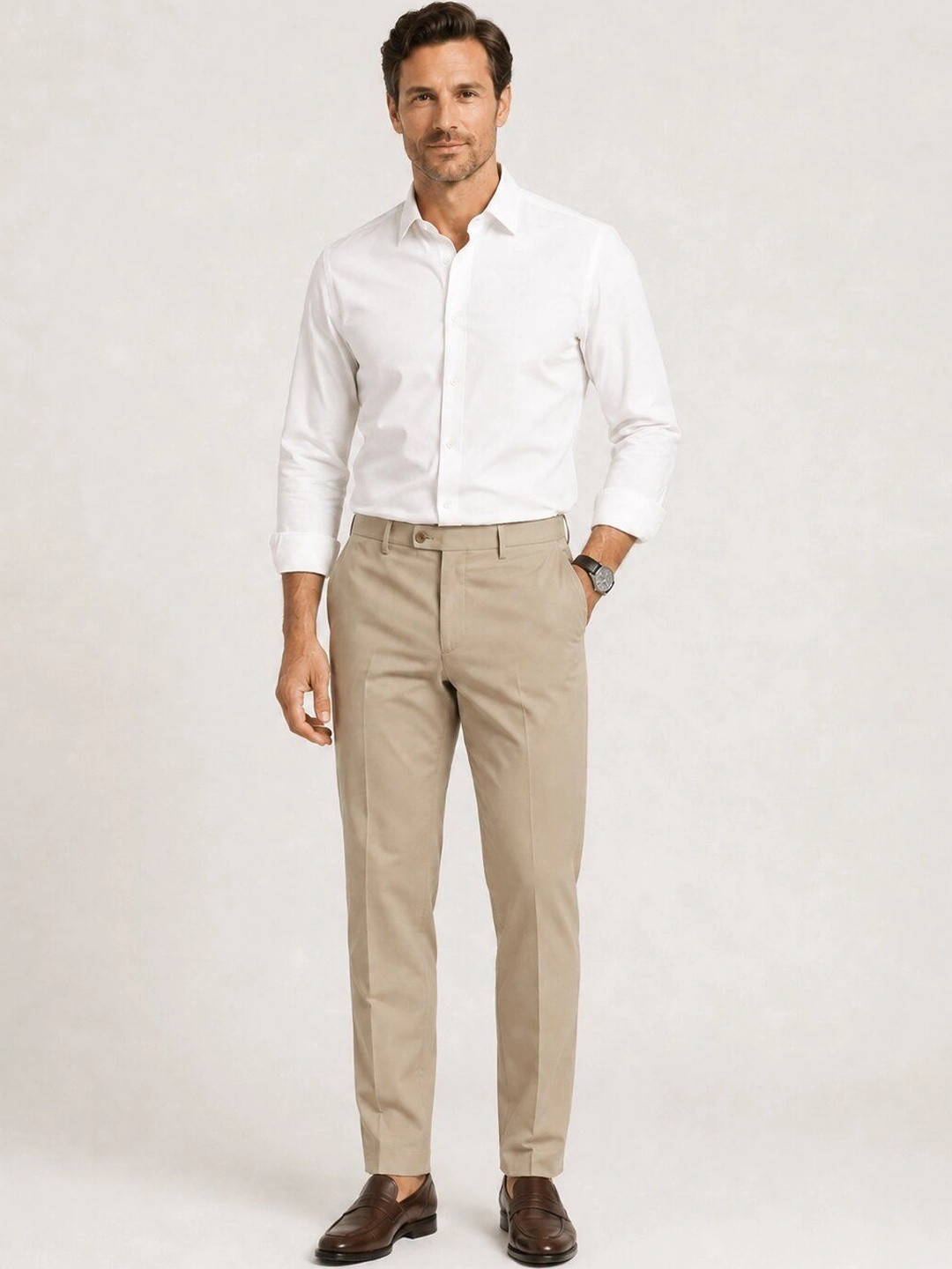 DENRO Men Tailored Slim Fit Trousers