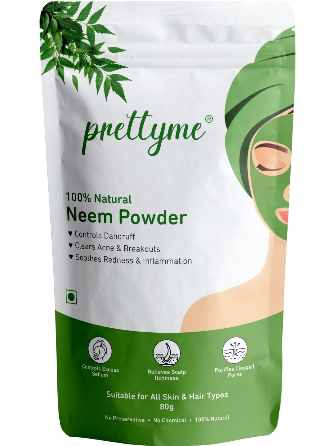 Prettyme Natural Neem Powder Face Pack- 80 g