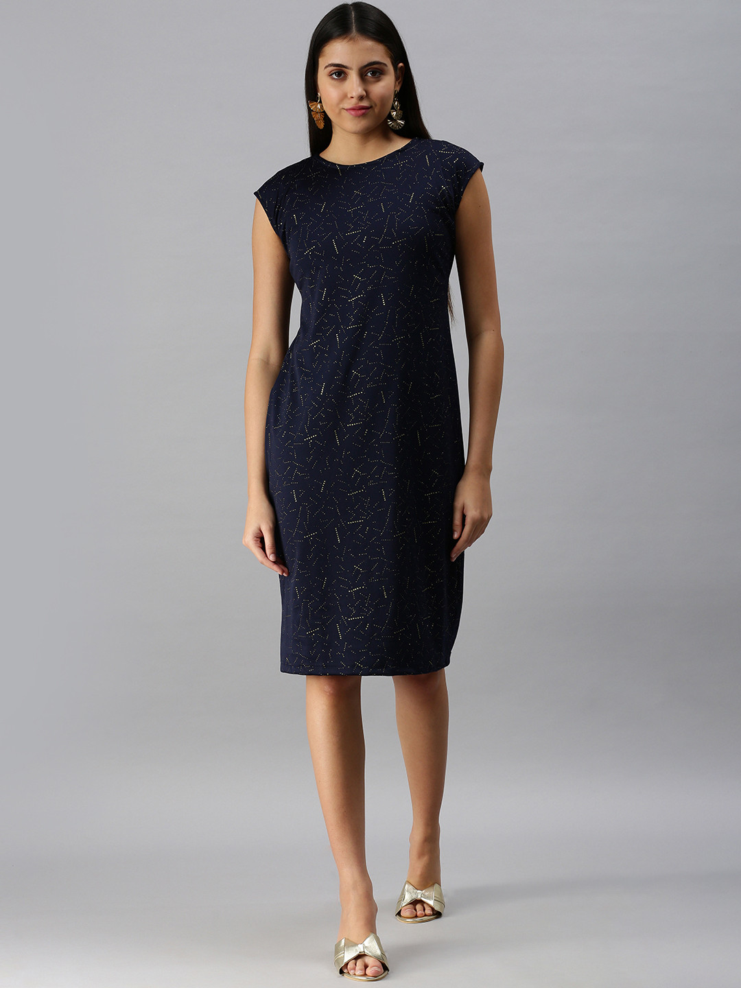SHOWOFFFF Navy Blue Sheath Dress