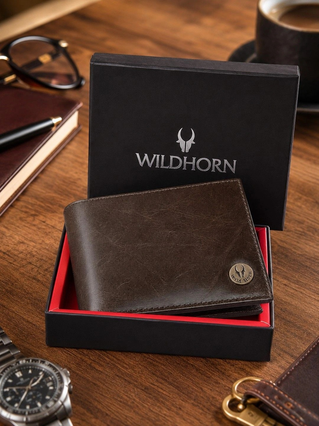 WildHorn Men Leather Two Fold Wallet