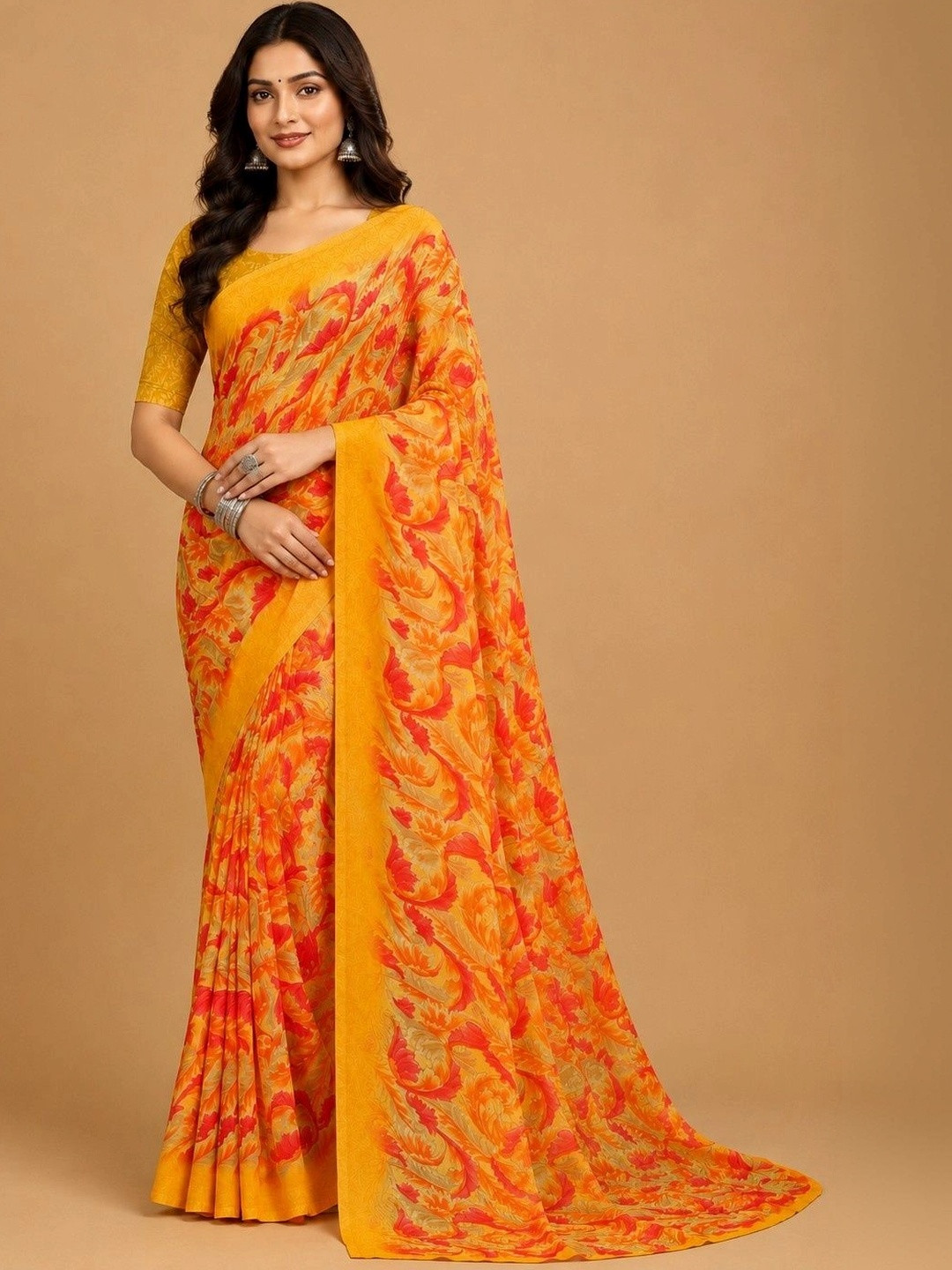 Tanuza Fashion Floral Pure Georgette Saree