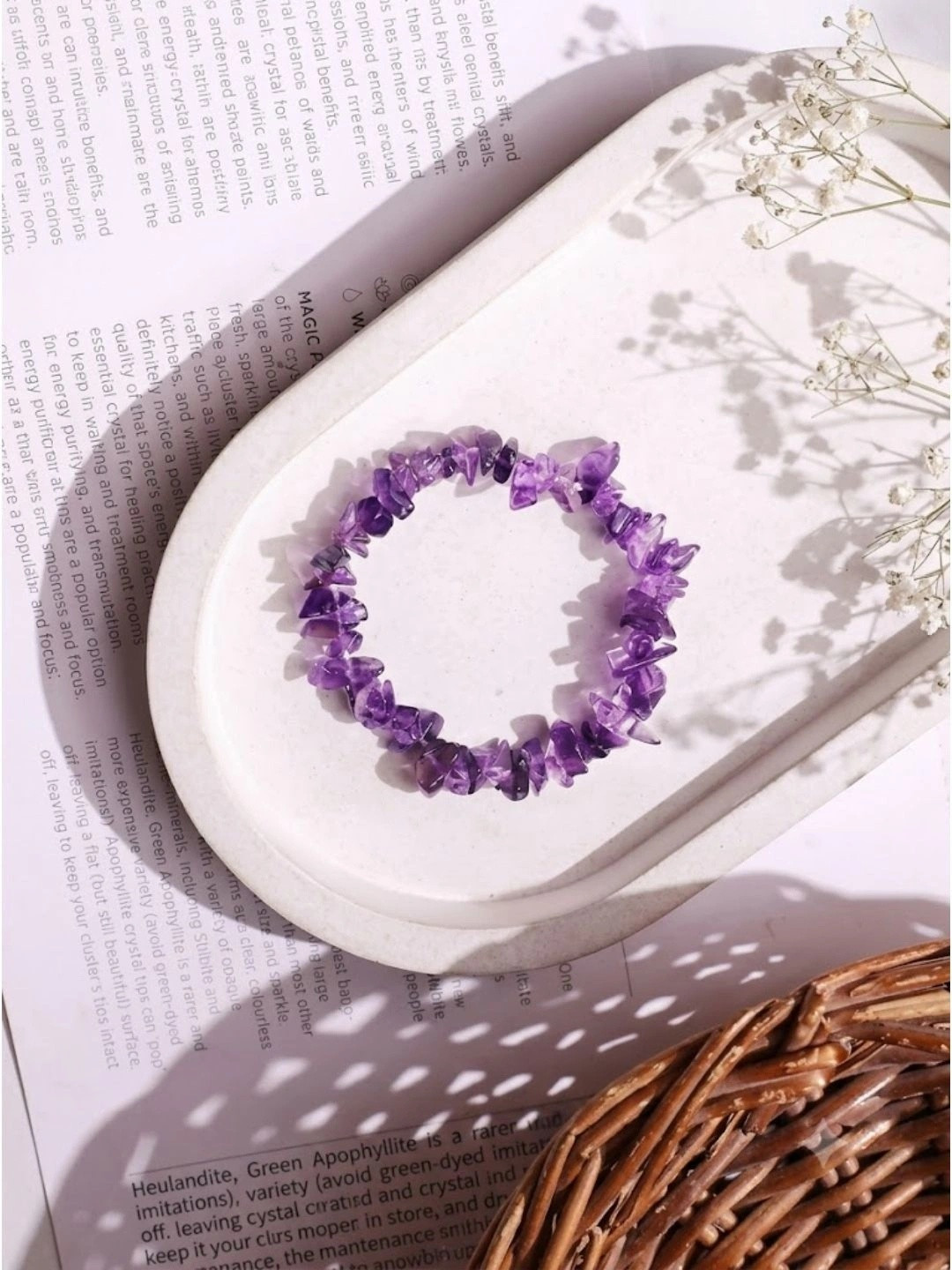 Shubhanjali Amethyst Crystals Stone Studded Elasticated Bracelet