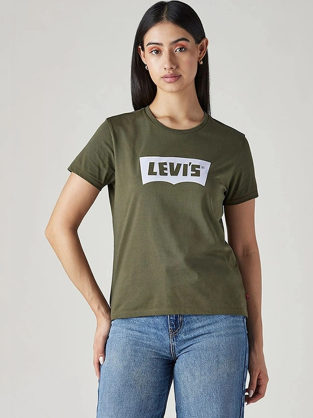 Levis Women Brand Logo Printed Slim Fit T-shirt