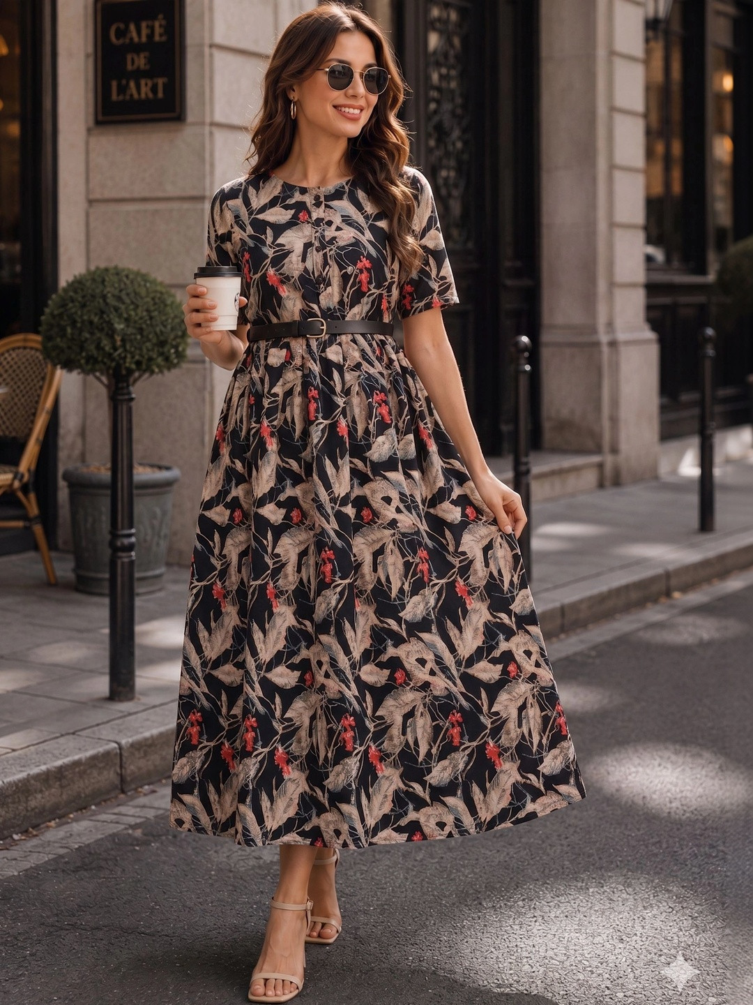 Metronaut Floral Print A-Line Maxi Dress