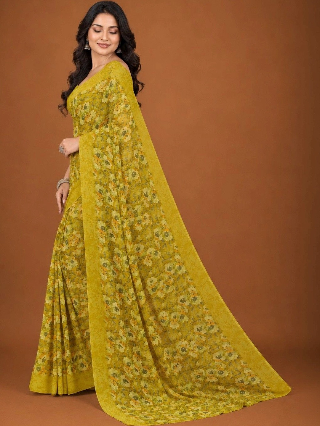 Tanuza Fashion Floral Pure Georgette Saree