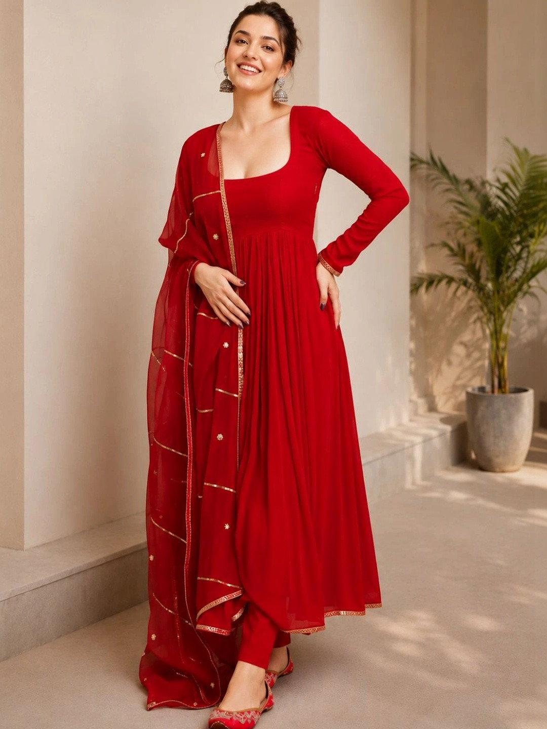 B4ME.COM Women Empire Kurta with Churidar & With Dupatta