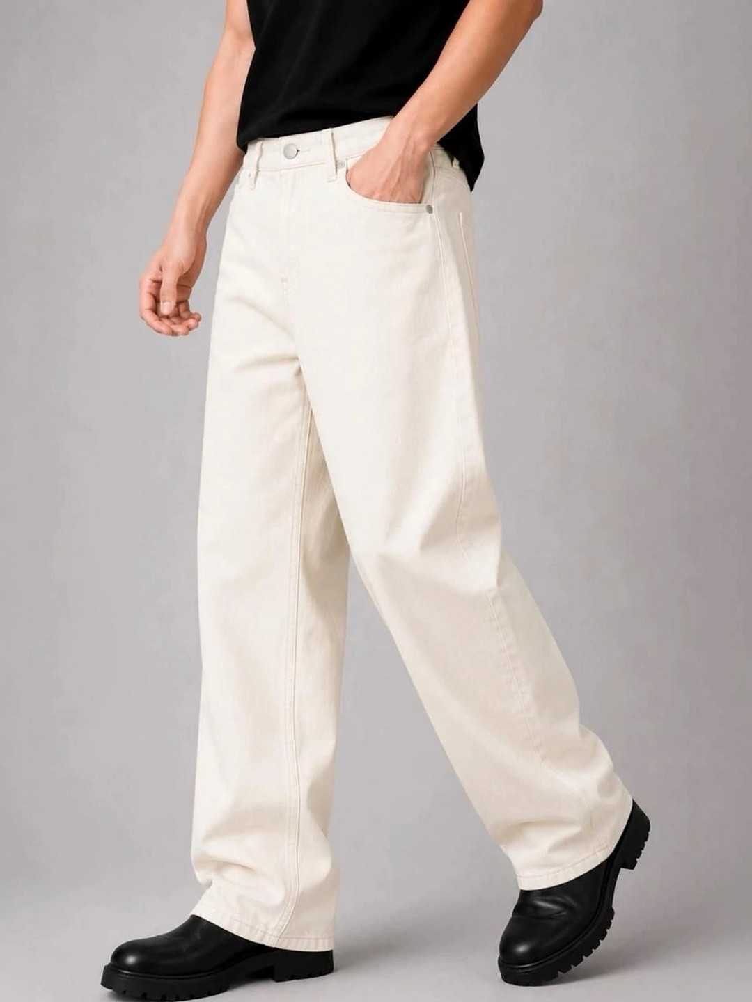 FLAYING Men Relaxed Fit Mid-Rise Light Fade Jeans