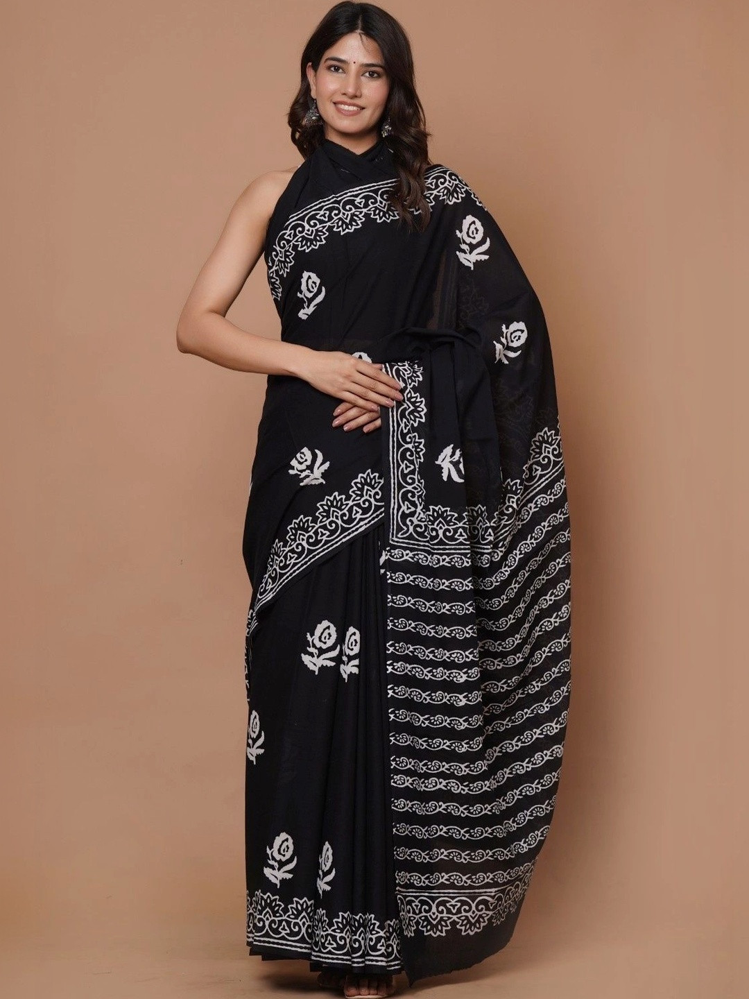 Shivya Floral Pure Cotton Bagru Saree