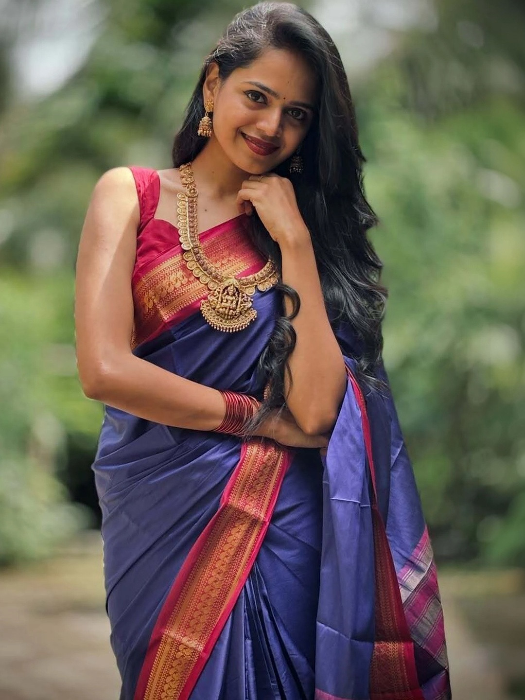 Paramparik Textile Zari Silk Cotton Gadwal Saree