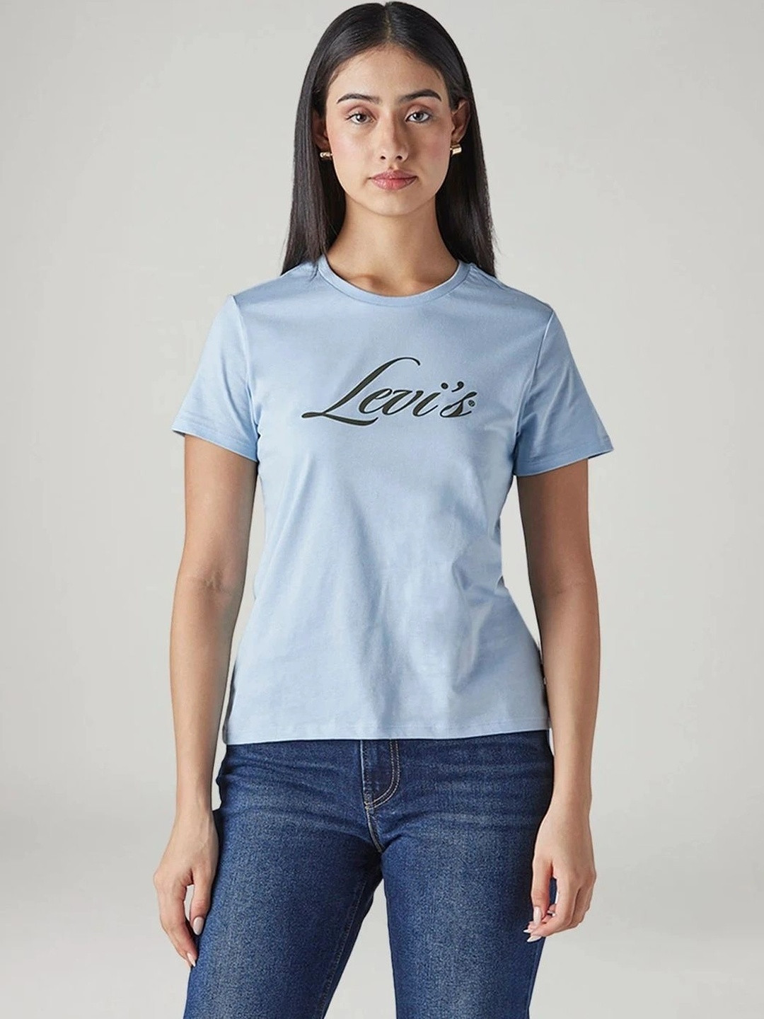 Levis Women Brand Logo Printed Slim Fit T-shirt