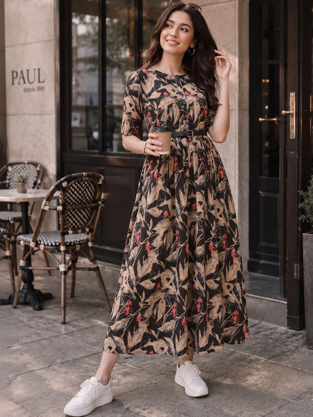 Miss & Chief Floral Print A-Line Maxi Dress