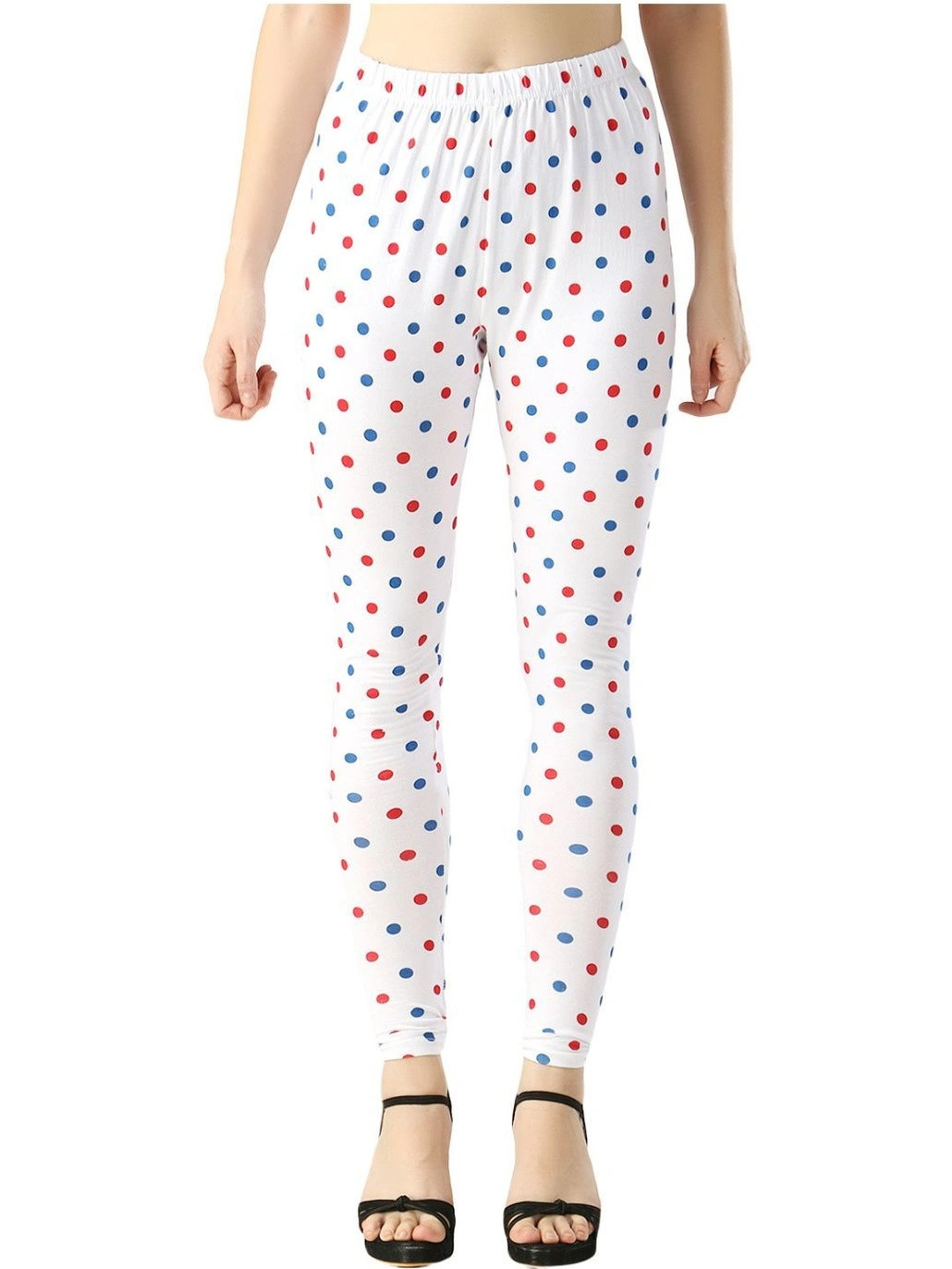 Famaya Women White Printed Cotton Leggings
