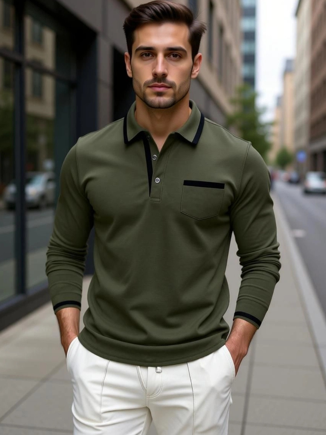 Moda Rapido Men Polo Collar Pockets T-shirt