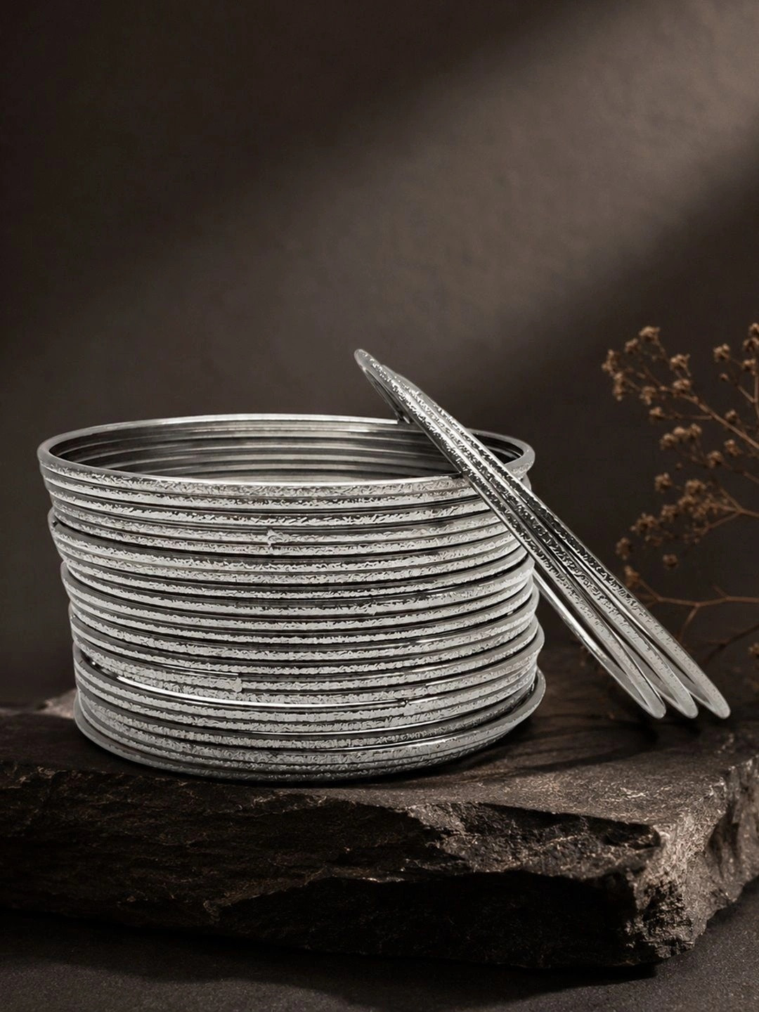 fabula Set Of 24 Oxidised Shimmer Bangles