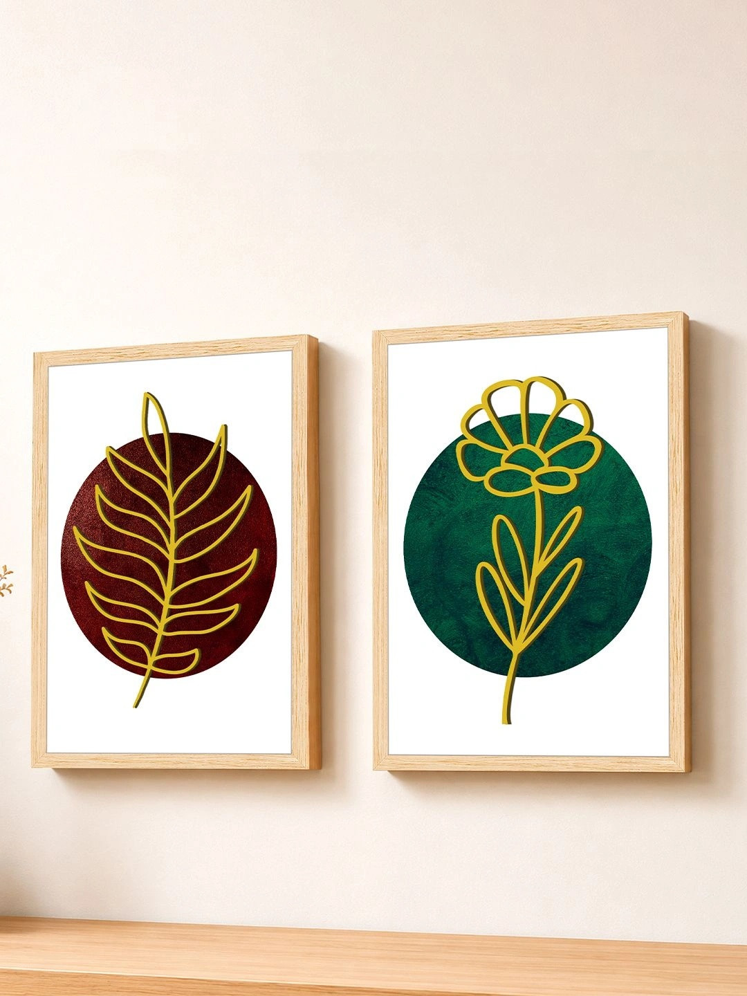 Art Street Set of 2 Boho MDF Embosed 3D Framed Art Print Wall Dcor