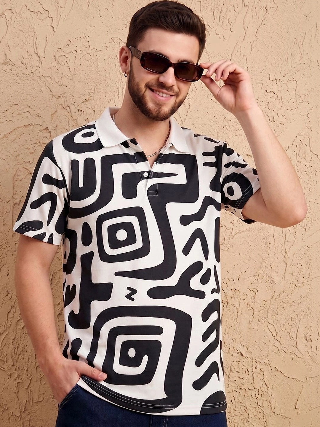 AIN6 Men Printed Polo Collar T-shirt