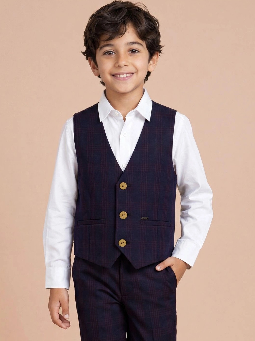 Allen Solly Junior Boys Woven Design Waistcoat