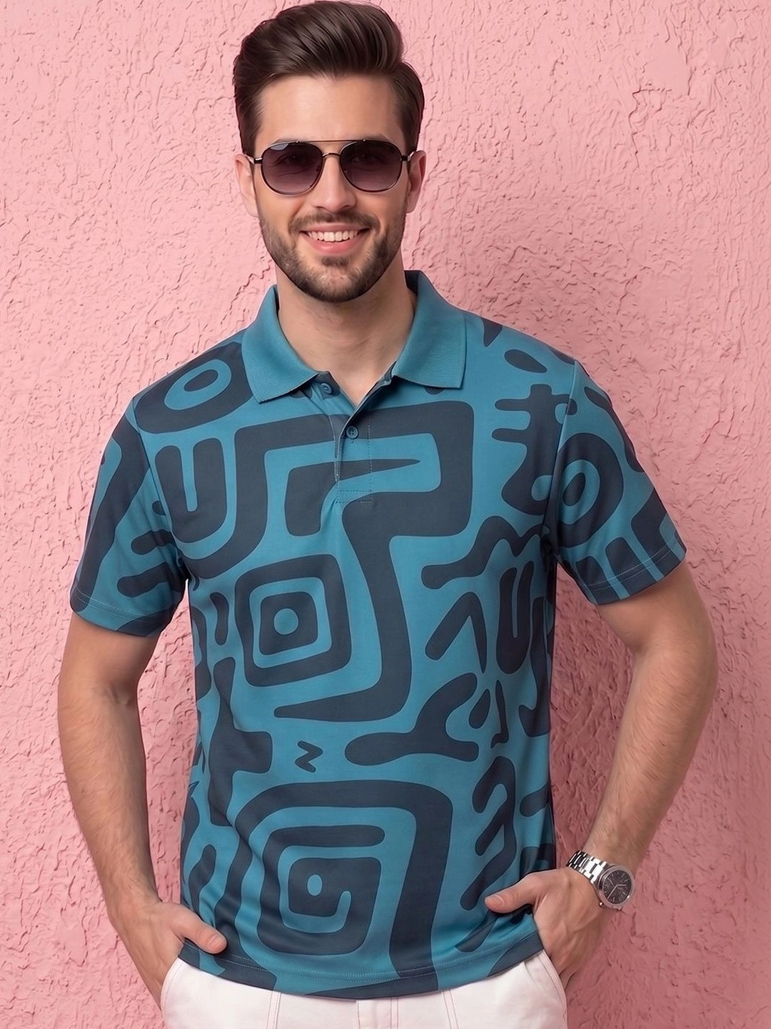 AIN6 Men Printed Polo Collar T-shirt