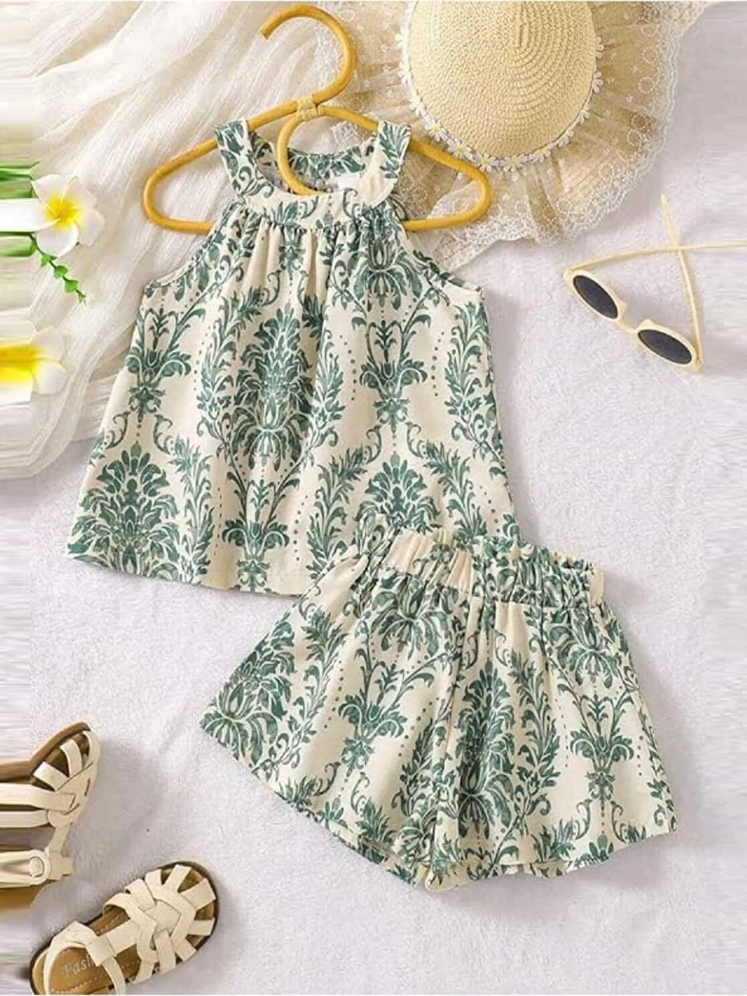 FOSTRIC Cotton Printed Top with Shorts