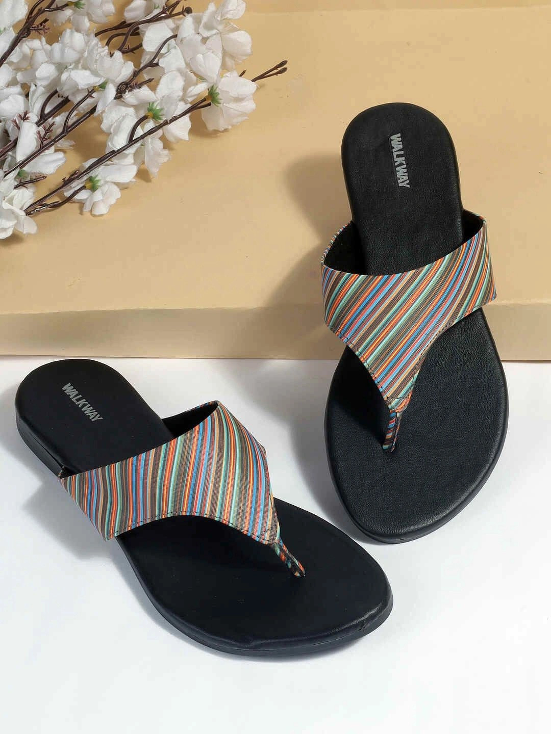 WALKWAY by Metro Women Striped Open Toe Flats
