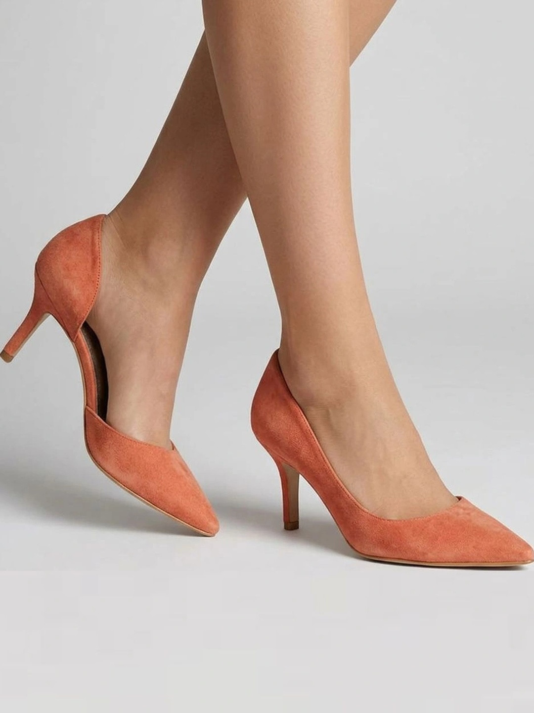 Saint G Womens Orange Suede Leather Pumps