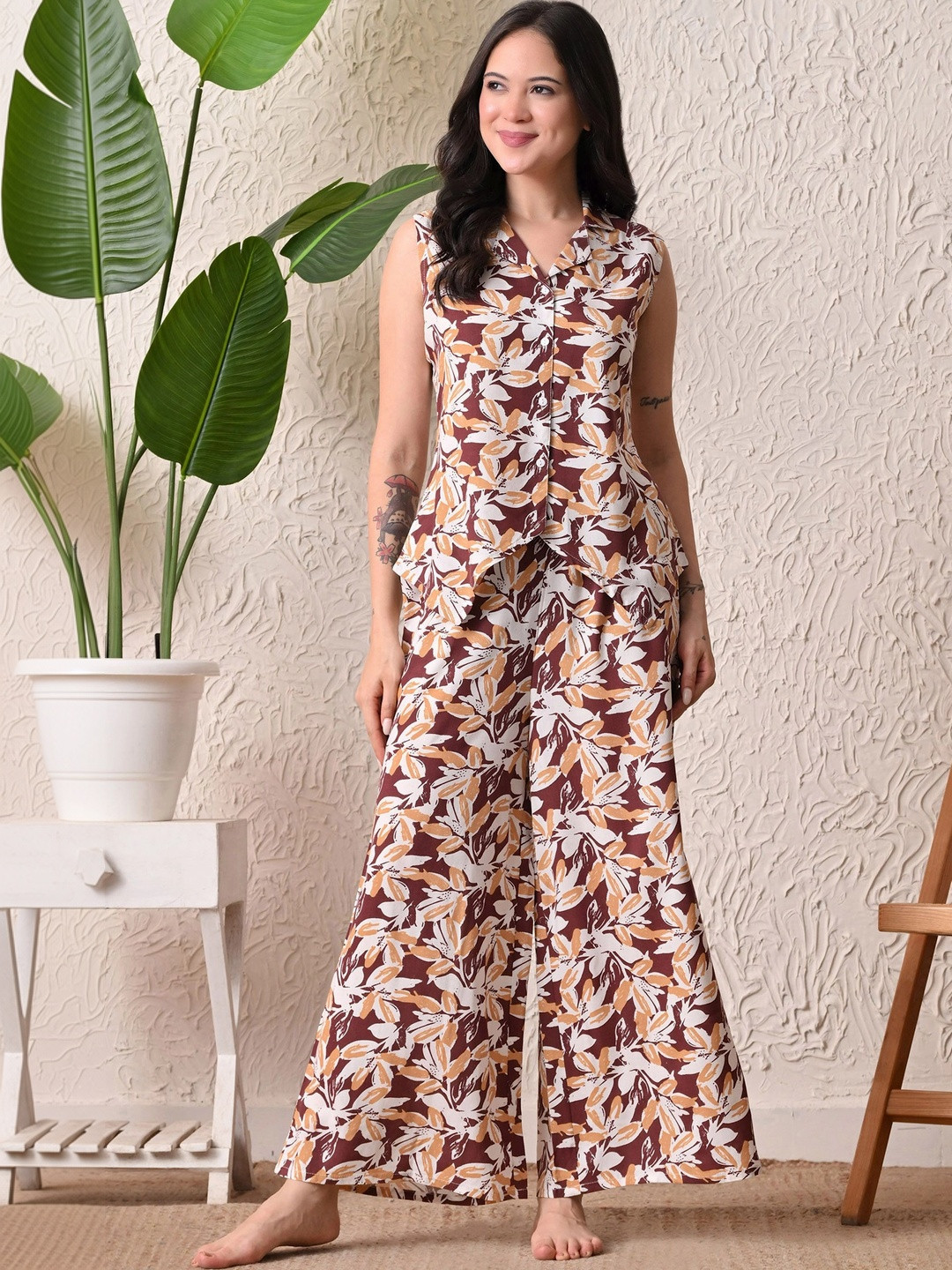 Mintmarie Tropical Printed Top with Palazzos