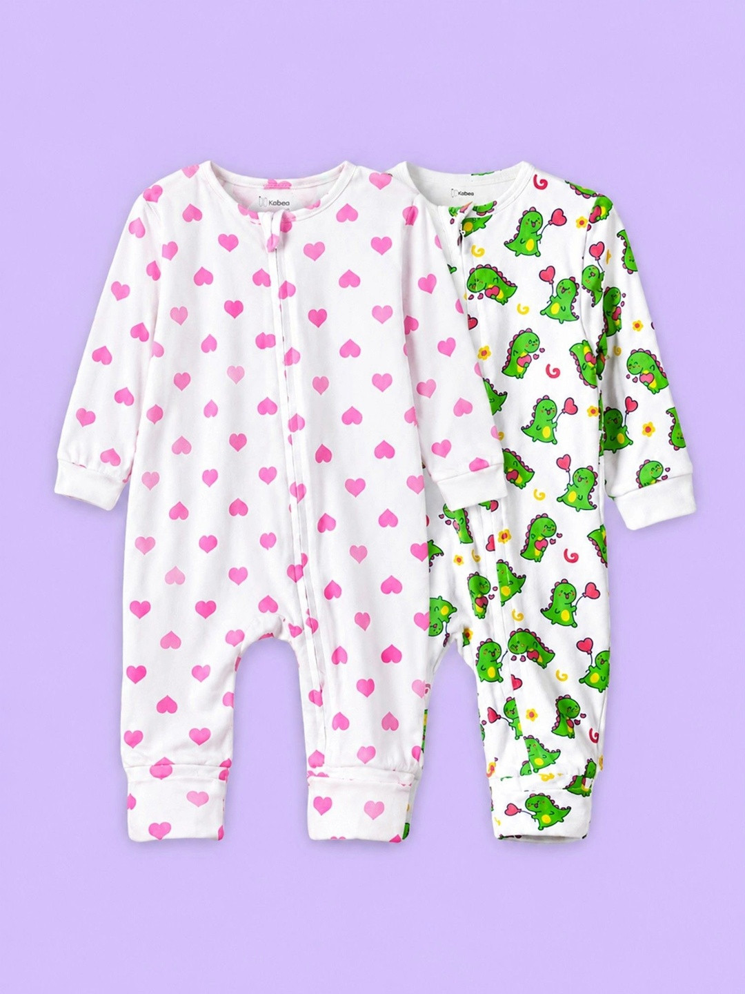 Kidbea Infants Kids Pack Of 2 Pure Organic Cotton Rompers for Baby