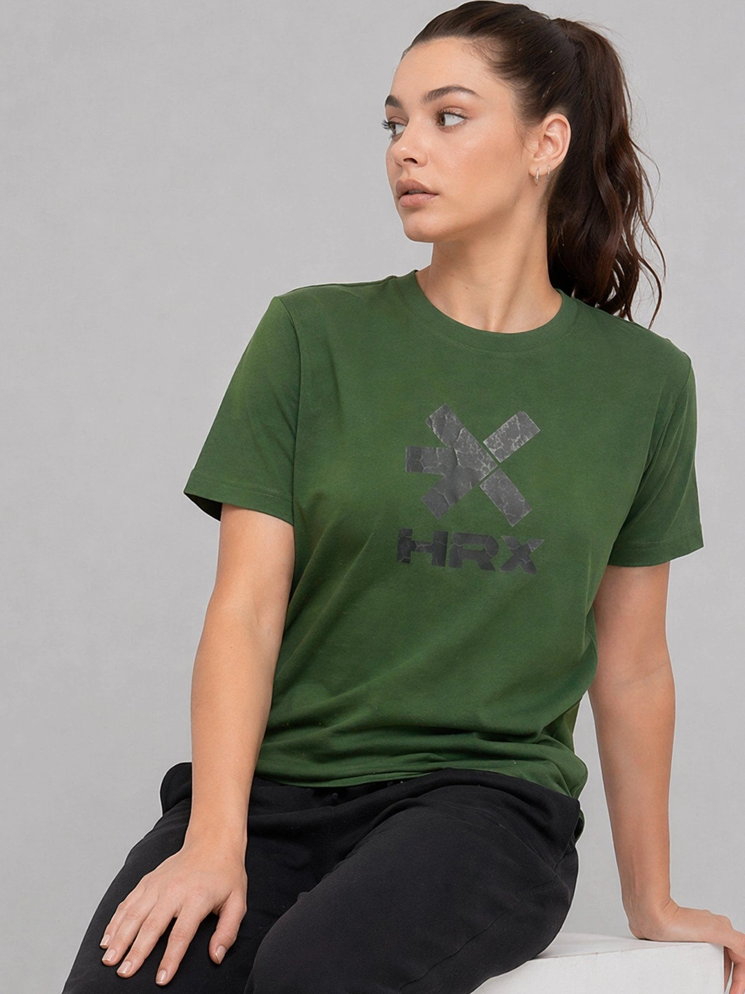 HRX by Hrithik Roshan Women Brand Logo Printed T-shirt