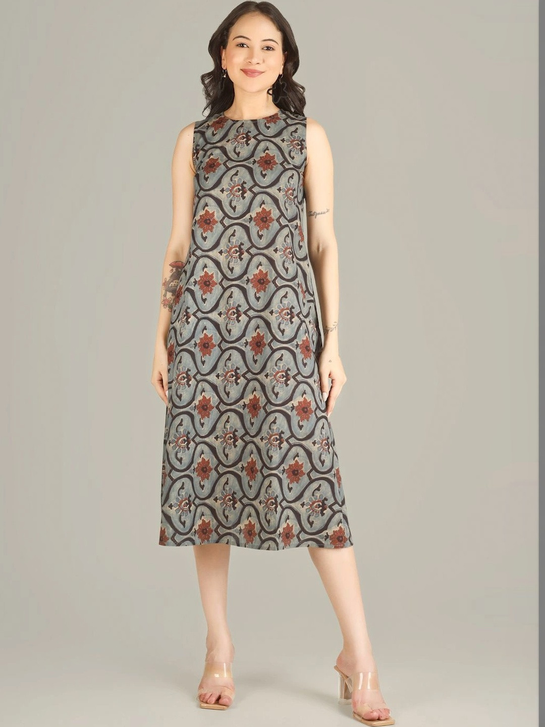 SPARSA Ethnic Motifs Print A-Line Dress