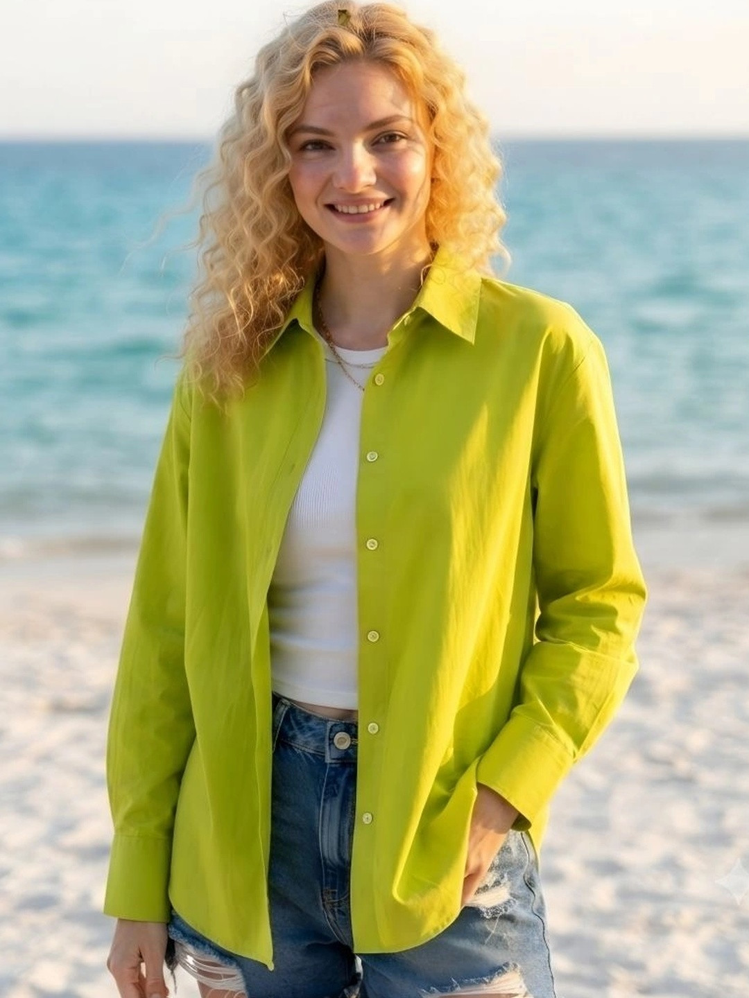Women Oversized Linen Loose Boyfriend Fit | Korean Celeb Trending Casual Beach Shirt