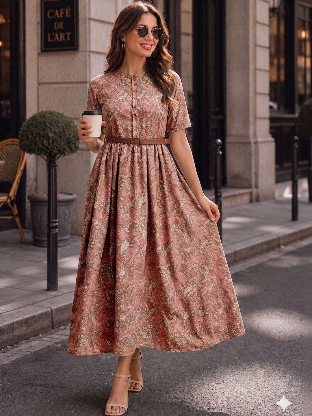 Metronaut Print A-Line Midi Dress