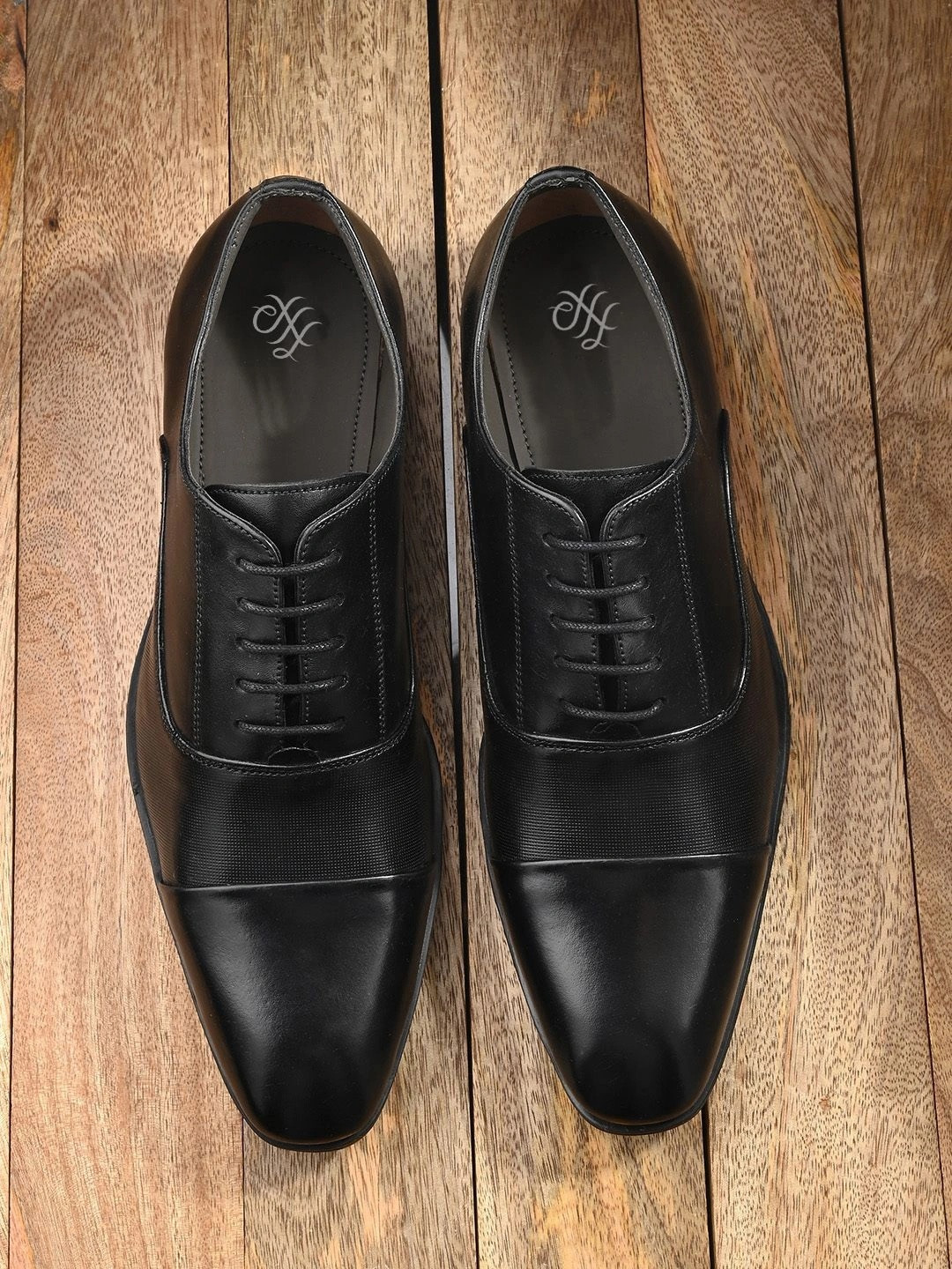 House of Pataudi Men Leather Round Toe Lace-Ups Oxfords Formal Shoes