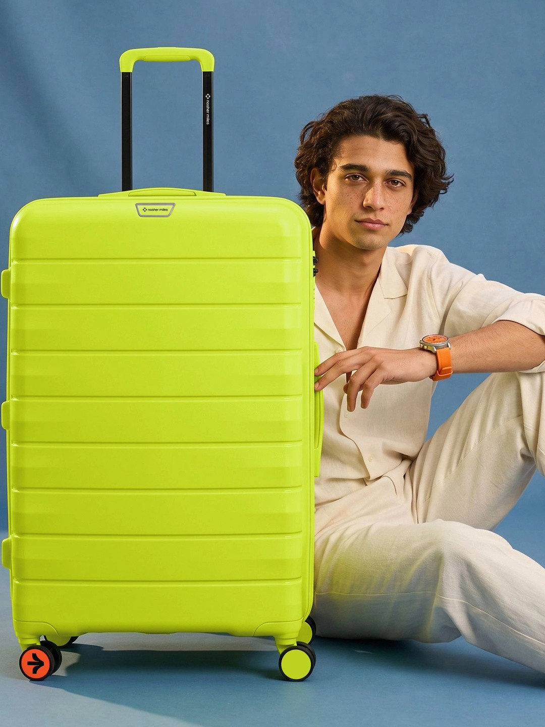 Nasher Miles Vienna Large Yellow 8 Wheels Hardside 75cm Suitcase Trolley Bag 111 Liter