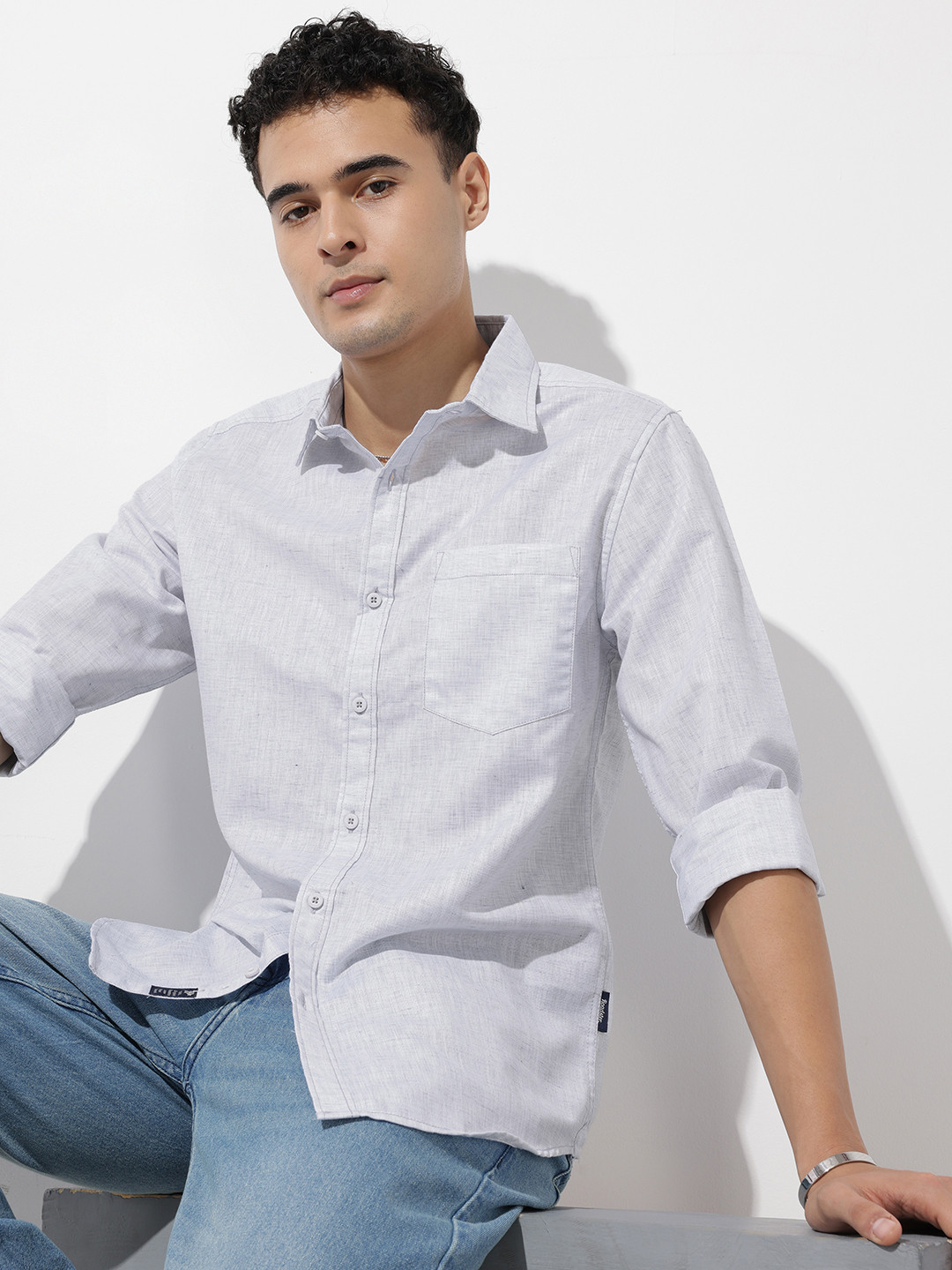 The Roadster Life Co. Spread Collar Cotton Linen Casual Shirt
