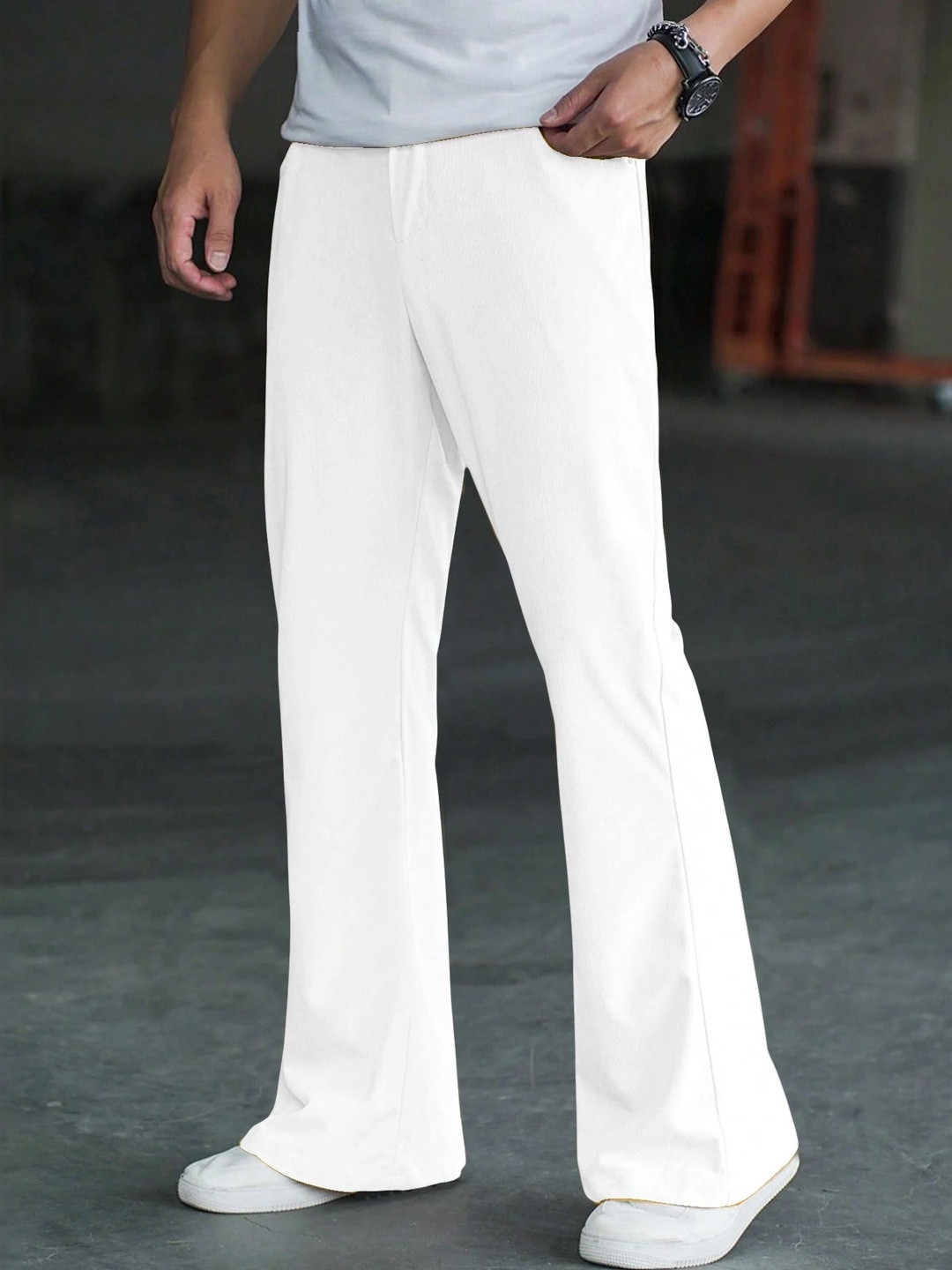 RAJOVATI Men High-Rise Easy Wash Corduroy Trousers