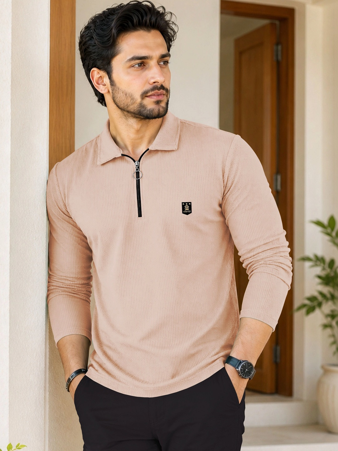VeBNoR Men Polo Collar T-shirt