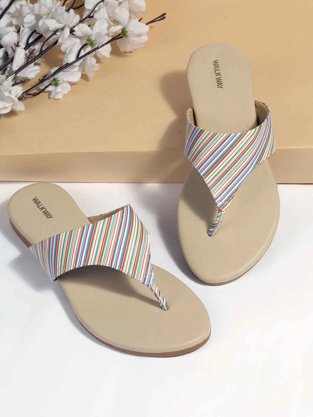 WALKWAY by Metro Women Striped Open Toe Flats